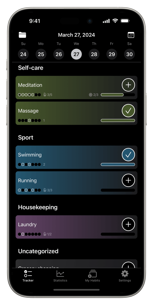 Tracker grouped screen